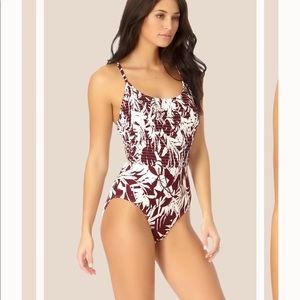 Catalina Smocked Lace Up One Piece Swimsuit